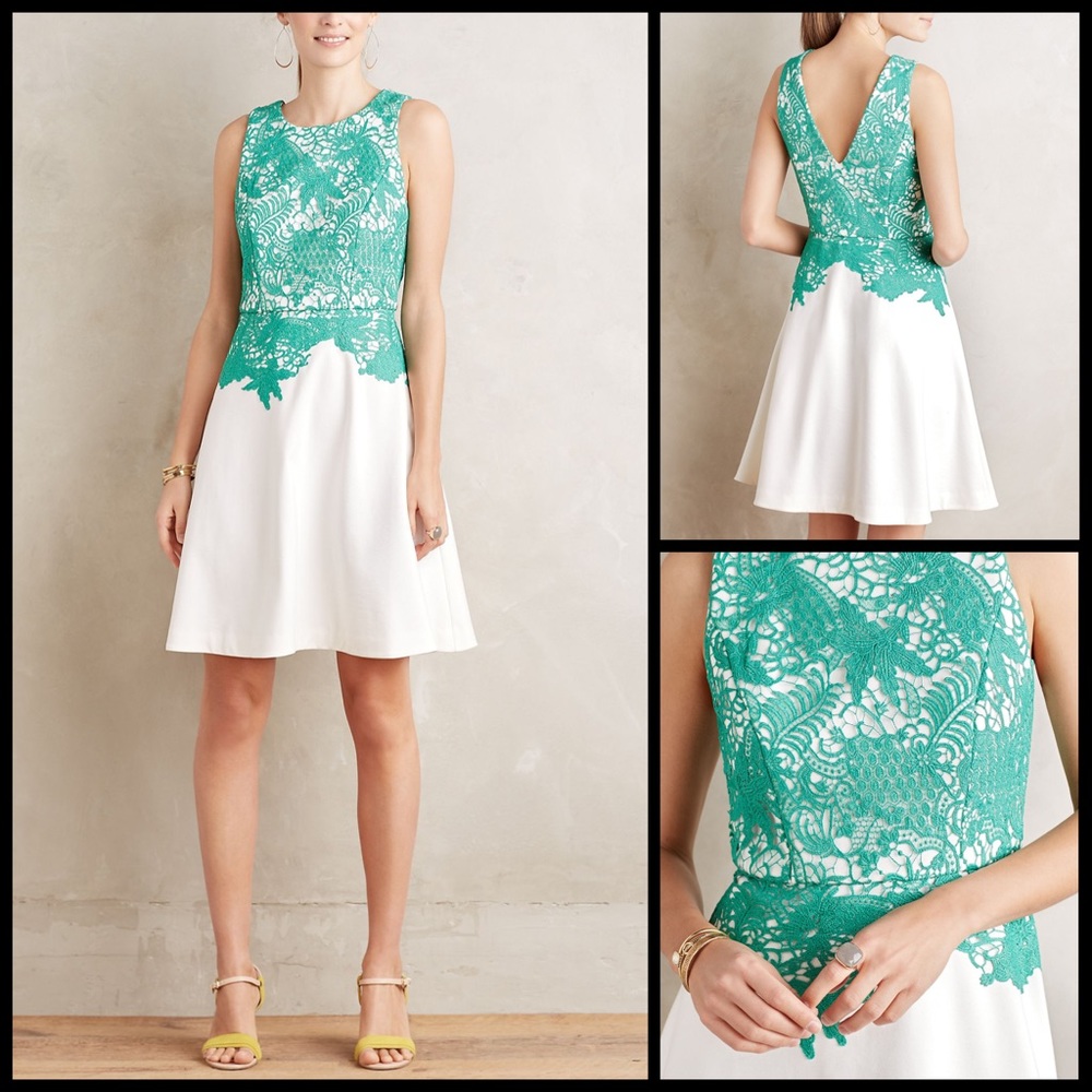Anthro Moulinette Soeurs Crochet Lace Flare Dress